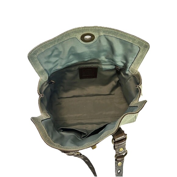 Coach Chelsea Satchel Green Leather Brown Straps Turn-lock Handbag Y2K 10963 - Picture 14 of 16